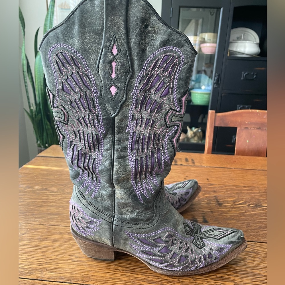 Women's Western Boots with Purple Accents